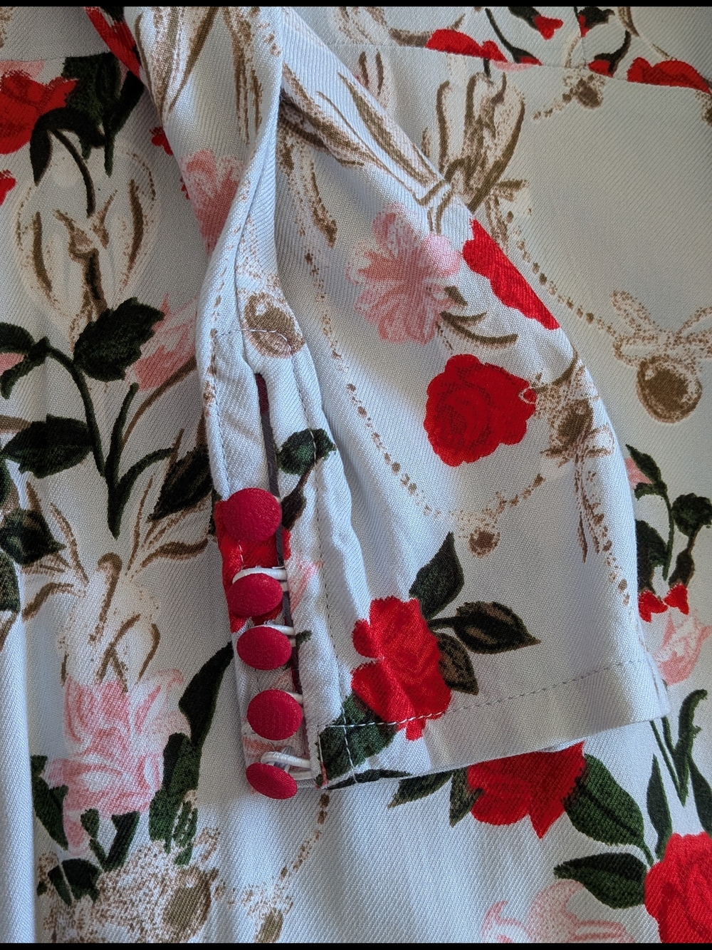 NWT TopShop Light Blue Red Pink Rose Skater Beaded Jewel Floral Dress 4 - Picture 11 of 14